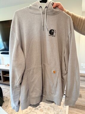 Carhartt Light Gray Hooded Sweatshirt with Logo